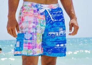 Trunkers NWT Men's 2XL Antique Car Rambler Swimsuit Trunks Multicolor